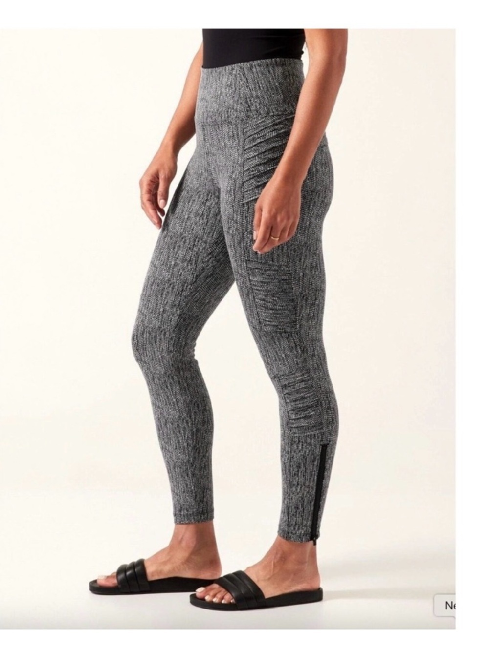 Athleta Delancy Textured Moto Rib High-Rise Leggings, Black & White, XS, NWOT